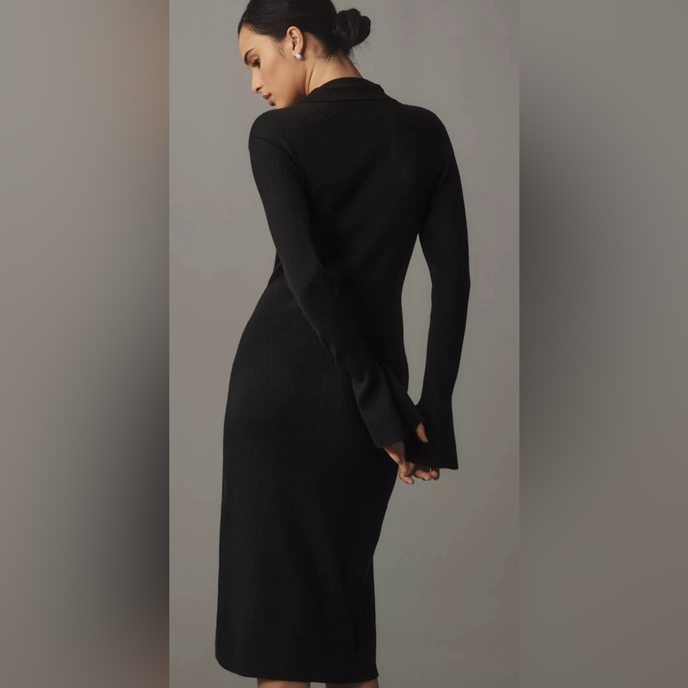 PAIGE Sundara Slim Midi Dress | black | size S - Picture 2 of 9